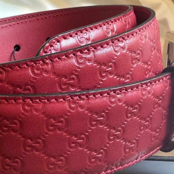 GUCCI Microguccissima Soft Margaux Red Leather Belt Sz 80 Made in Italy BNIB - Picture 9 of 9